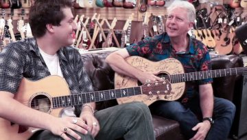 Sat on the sofa at Norman's Rare Guitars, with Michael Lemmo